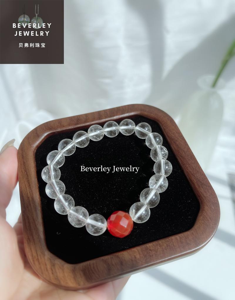 Product Introduction of Beverley Jewelry-Natural white crystal bracelet, raw stone, magnetic field purification, good fortune, simple, high-end, light luxury, niche, for gift, for bestie. agate crystal  bracelet 16