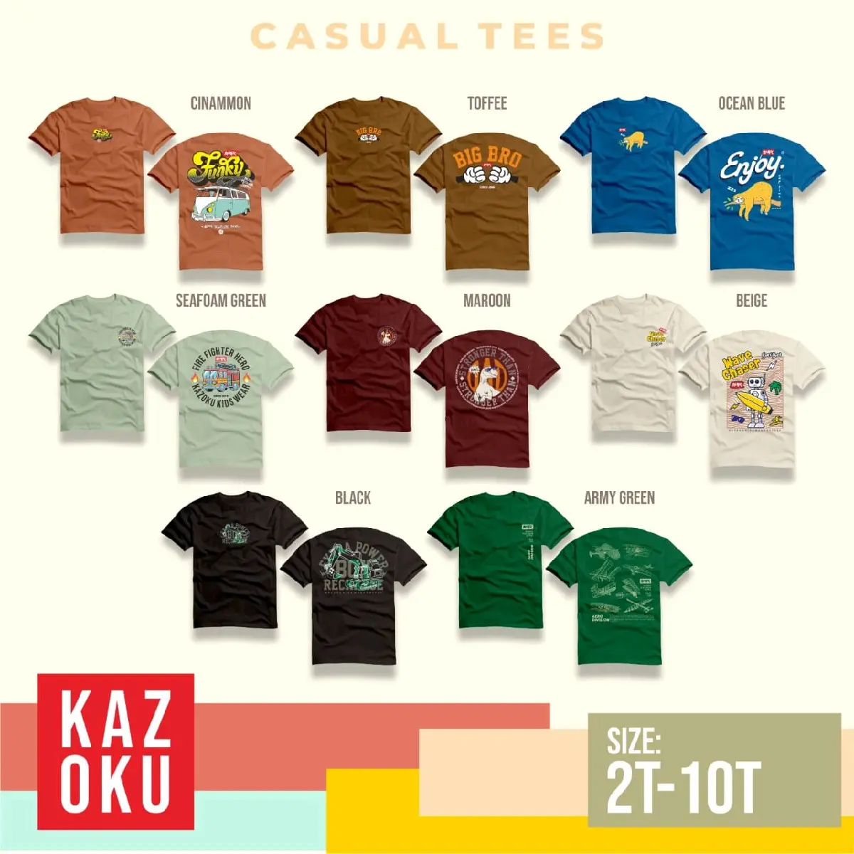 kaos anak laki-laki varian warna dan gambar