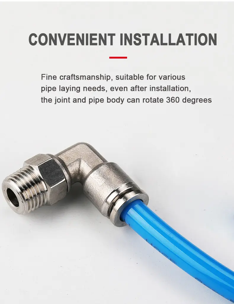 Góc Khuỷu Tay Khí Nén Nhanh Ren PL, Có Các Kích Cỡ PL4-16, Chống Áp Lực, 1 Cái