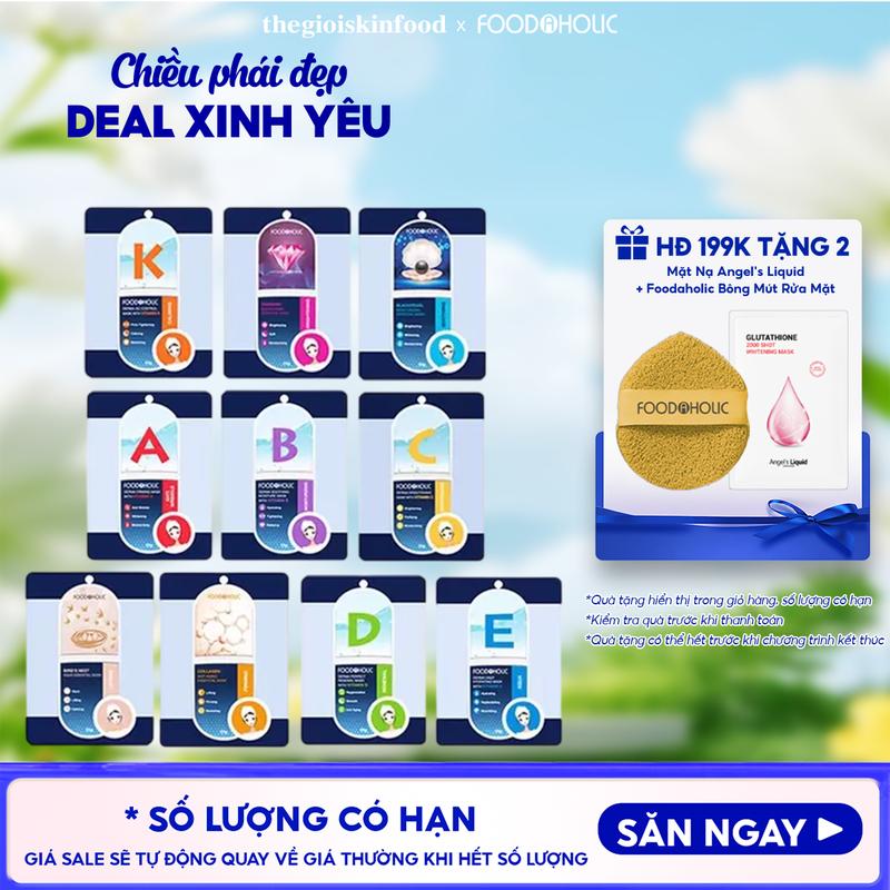 Mặt Nạ Giấy Hỗ Trợ Dưỡng Ẩm Da Hàn Quốc Foodaholic Mask 23g Collagen Skincare Whitening Cosmetics Women | Thegioiskinfood tgsf