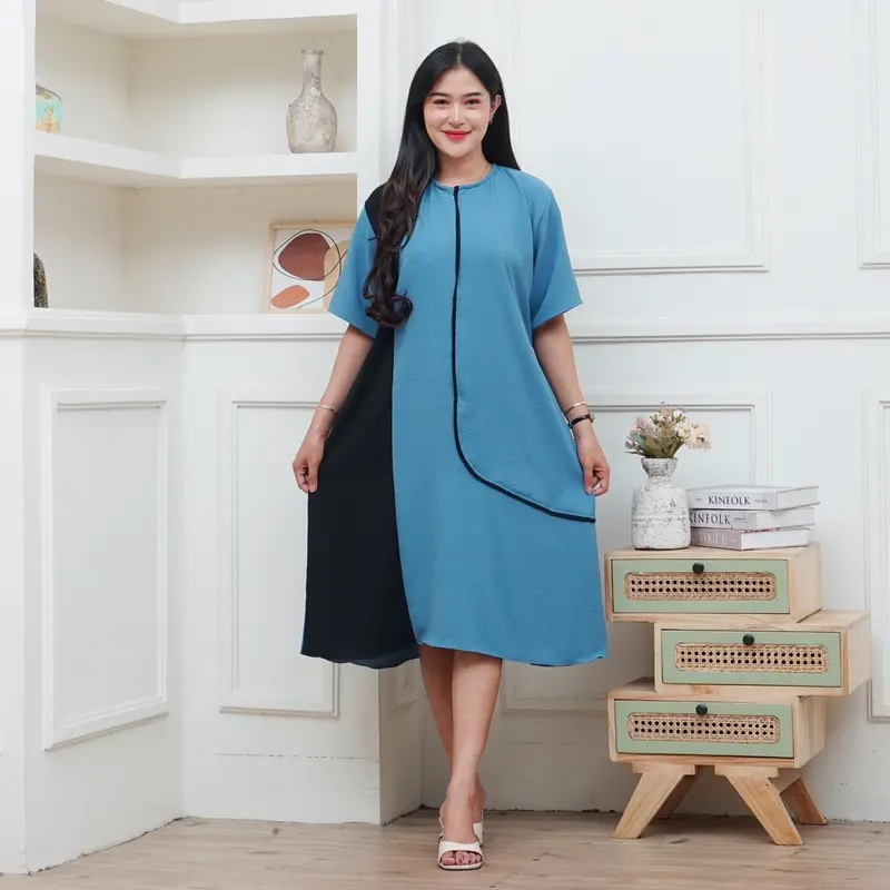 SALMA DRESS DASTER BUSUI FRIENDLY AIRFLOW TERBARU 2024 || DASTER KOMBINASI CRINKLE AIRFLOW GAUN CASUAL 2