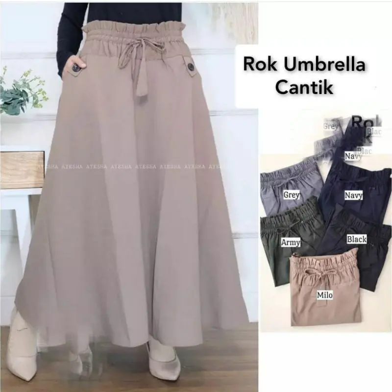 Rok Panjang Wanita Kekinian Model Payung Bahan Katun Lembut Supernova 0