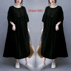 Niki Dress Midi Cantik Chibi Daster Rayon Premium  Jumbo Katun Nyaman Tebal