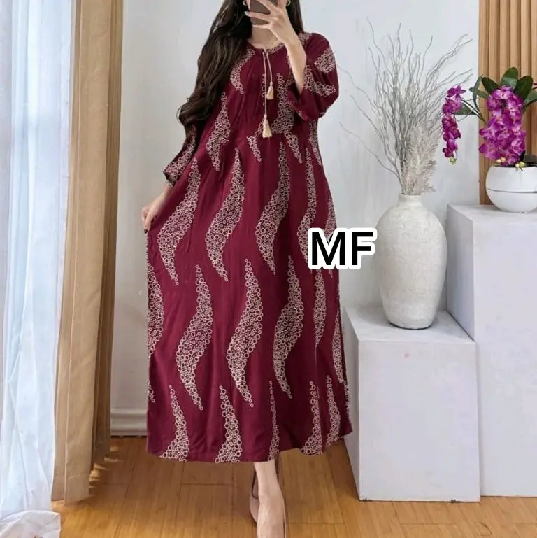 Dress Novia Motif Terbaru Bahan Rayon Tebal-Dress Tali Depan-Dress Ibu Menyusui Busui