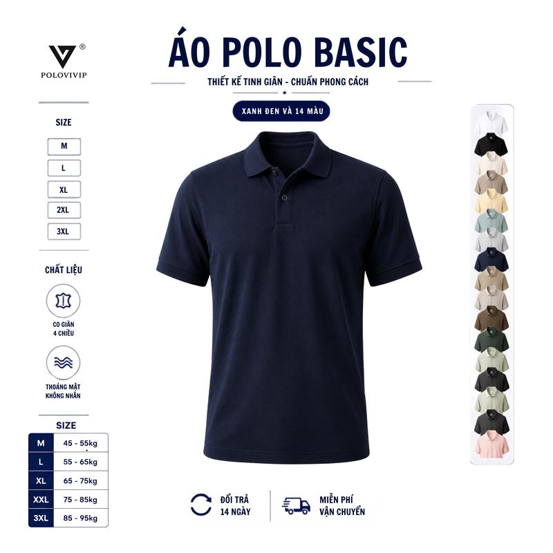 Áo Polo Nam Trơn chất liệu Cá Sấu Mềm Mịn, Mát, Co Giãn 4 Chiều - POLOVIVIP