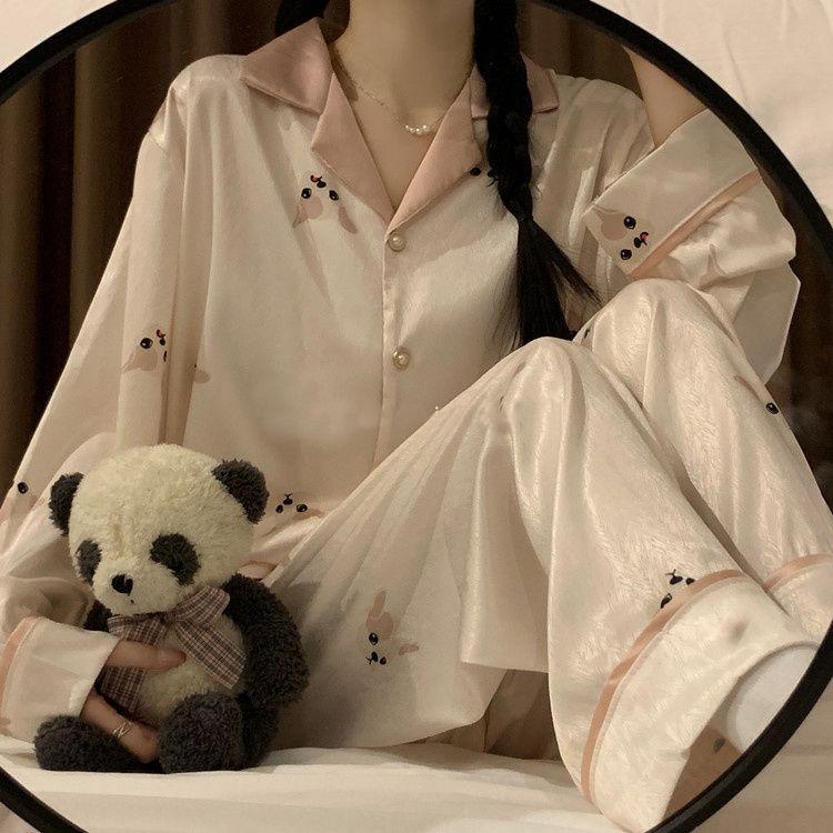 Product Introduction of Bộ Đồ Ngủ Dài Tay Lụa Lạnh Cao Cấp Phong Cách Pháp Quần Dài Mới Mùa Mùa Xuân Và Mùa Thu 2023 Cho Nữ Bộ Đồ Mặc Nhà Ins Cho Học Sinh 5