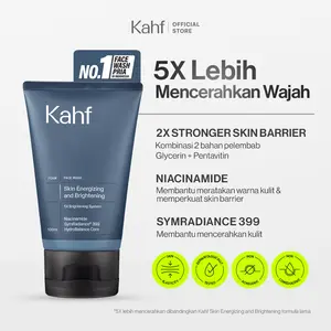 NEW LOOK BETTER FORMULA! Kahf Face Wash Skin Energizing and Brightening 100 ml - Sabun Cuci Muka Pria Membantu Mencerahkan Wajah - Daily Use, Niacinamide, Symradiance 399, Hydrating Skin Barrier, Moisturizer, Hydration, Lembab, Instan, Oil, Minyak