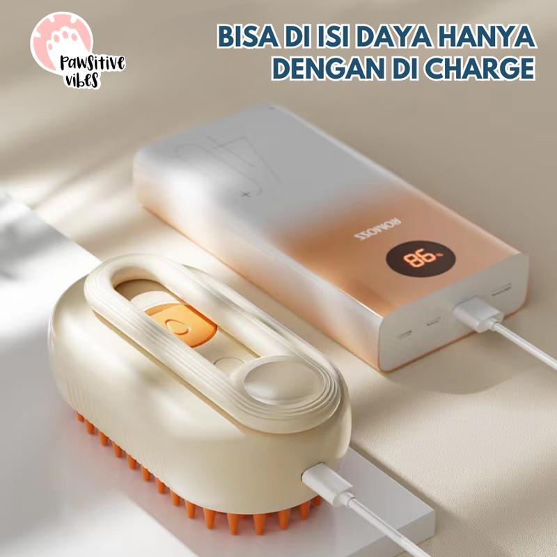Sisir Uap Kucing 3 in 1 - Pet Grooming Brush Spray - Steams Brush Kucing - Sisir Sikat Uap Untuk Bulu Rontok Kucing Anjing 5