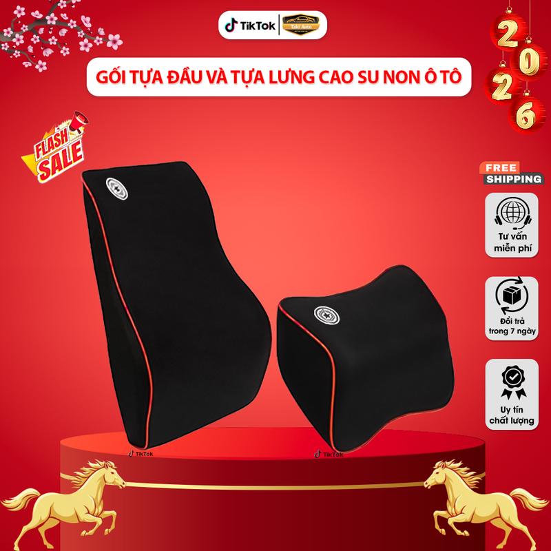 Gối tựa đầu và tựa lưng xe ô tô cao su non cao cấp đàn hồi tốt gối kê cổ tựa lưng ghế oto xe hơi gối tựa đầu lót đệm chống đau mỏi trên ô tô
