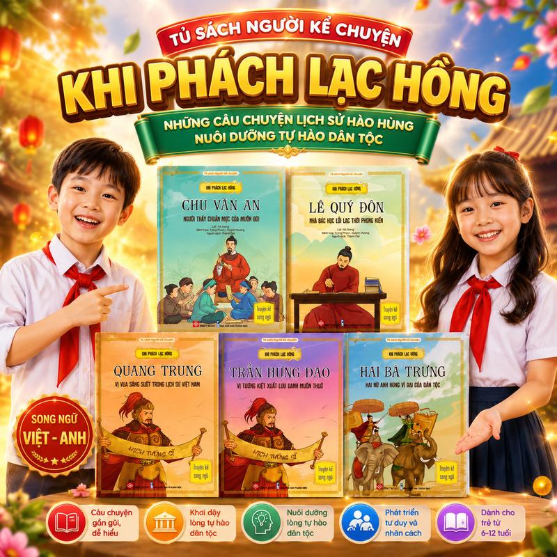 Sách Bộ 5 Quyển Truyện Khí phách Lạc Hồng Song Ngữ Anh Việt Dành cho độ tuổi…