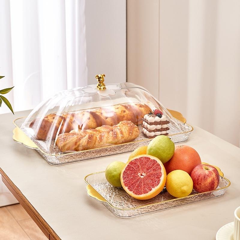 SET Nampan Tray Mewah Nampan Dengan Pegangan Handle Gold Snack Fruit Tray Tempat Penyimpanan Kue - PMJ203 Kitchenware Makan 6