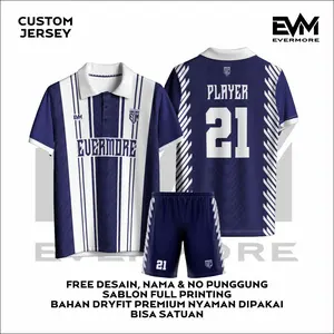 Jersey Evermore Sport BLUE WHITE STRIPED Dryfit Premium Motif Full Printing - Mylano