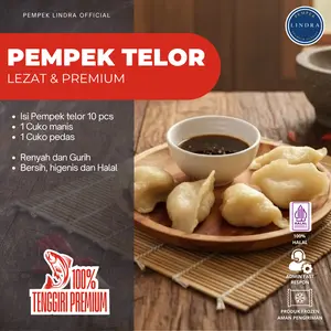Pempek Lindra I Pempek Palembang Asli I Lezat I Ikan Tenggiri Premium I Tanpa Pengawet | Pempek Telor Lindra (Isi 10Pcs) + 1 Cuko Pedas, 1 Cuko Manis
