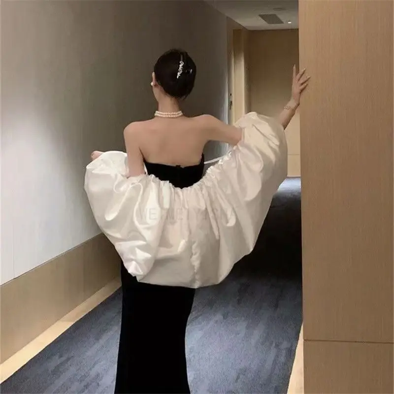 Khăn Choàng Cô Dâu Một Cổ Áo Lông Mịn Satin Váy Cưới Nữ Phụ Kiện Váy Dự Tiệc Nhiều Màu