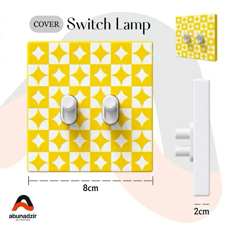 Cover Saklar Lampu Motif Pola Geometris Warna Kuning Ukuran 8x8x2cm Cocok Untuk Dekorasi Isi Rumah Desain Modern
