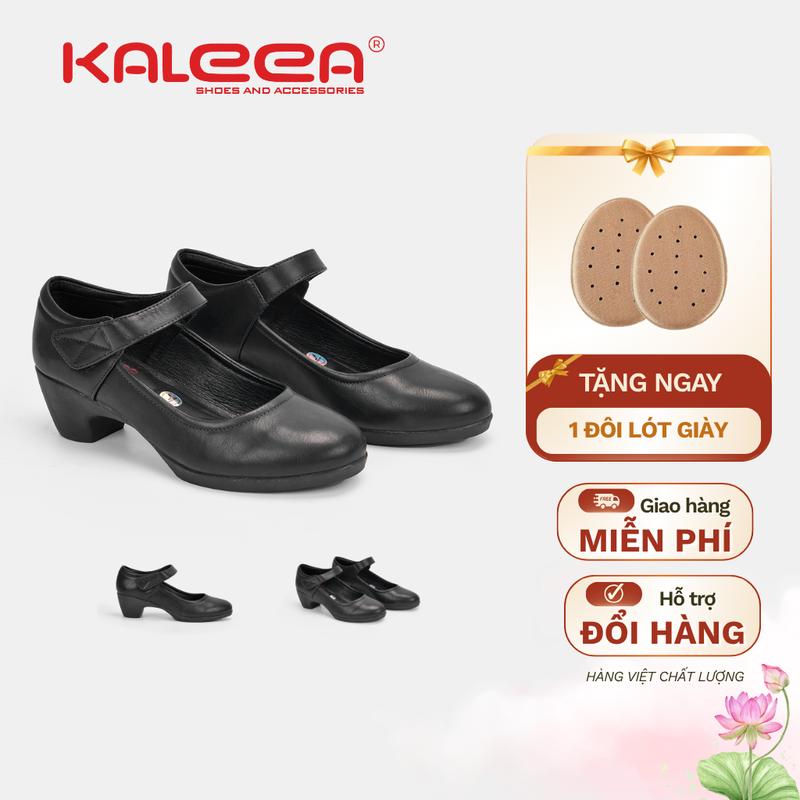  KALEEA K02 - Giày Cao Gót Nữ Công Sở 4cm Bít Mũi Quai Dán Êm Mềm Nhẹ 