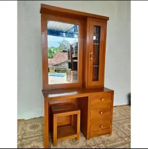 Meja rias minimalis full kayu jati solid kokoh