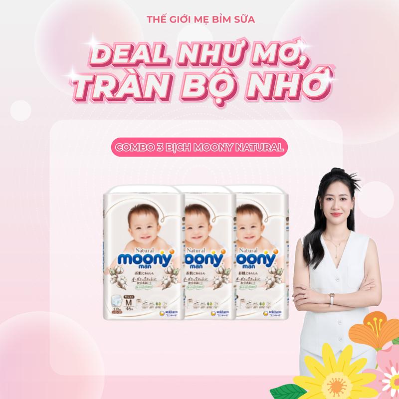 TGMBS CS Combo 3 Bịch Bỉm Dán Quần Moony Natural Nhập Khẩu- Nội Địa mềm mại êm ái Cho Bé