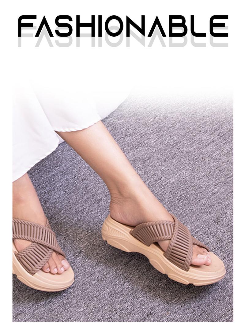 Product Introduction of [MACKER'S] 2433 Sandal Slop Tali Silang Sandal Karet Wanita Tinggi Tebal Ringan Kasual Anti Licin 4