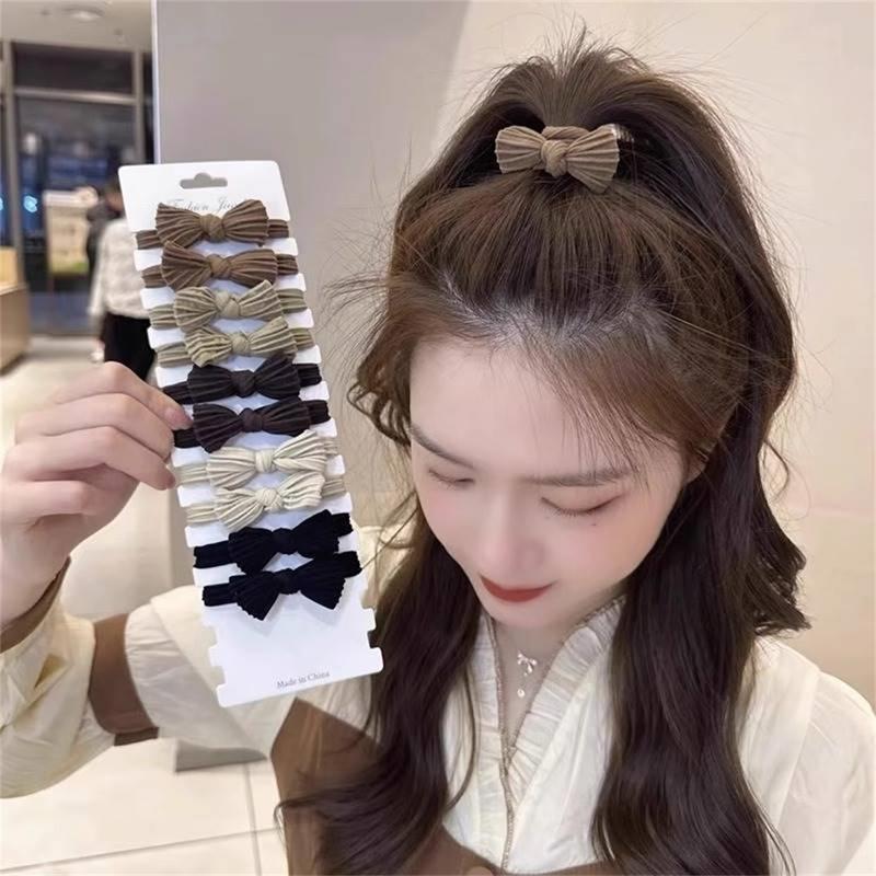  Dây Buộc Tóc Nơ Màu Nâu Cà Phê Hỗn Hợp Cho Nữ 10 Cái Độ Đàn Hồi Độ Bền Búi Tóc Dây Bóng Phụ Kiện Tóc 