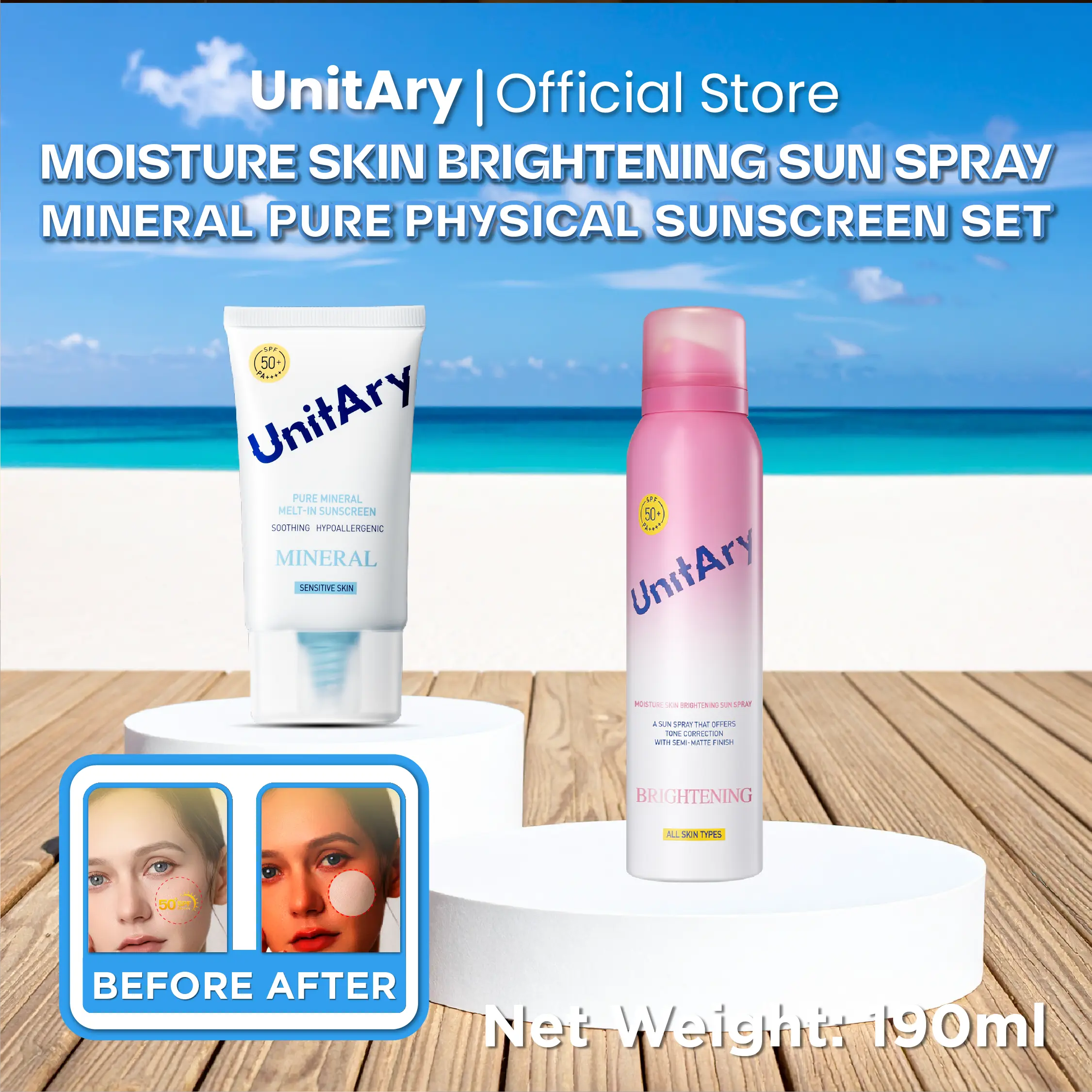 Moisture Skin Brightening + Mineral Pure Physical