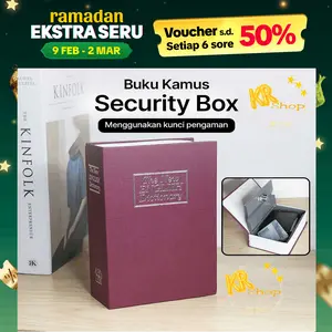 Brankas Brangkas Besi Bentuk Buku Password Kode Angka Kamus Mini Kotak Penyimpanan Perhiasan Uang Metal