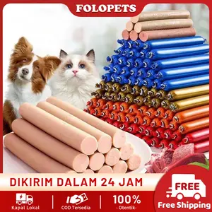 「Muslim」FOLOPETS Sosis Anjing & Kucing 15g - Paket 30/90/150 Buah, Camilan Sehat & Lezat untuk Si Doggy & Meong!
