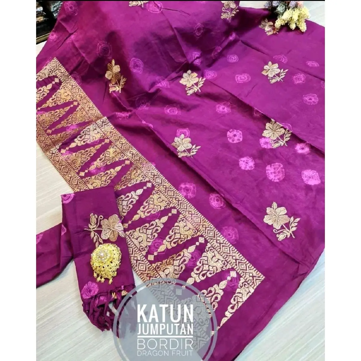 Kamen Lembaran Jumputan Dan Selendang bahan katun Bordir Tumpal
