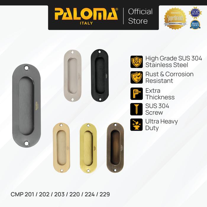 Gambar PALOMA Gagang Pintu Door Handle Sliding Comen Flush Tanam Geser Oval Bulat 12 cm Stainless Steel SUS 304 SU304 Chrome Krom Silver Grey Abu Gold Emas Black Hitam Gunmetal Gun Metal Antique Antik CMP 201 202 203 220 224 229 - PVD dari PALOMA Official Kota Administrasi Jakarta Timur Tokopedia