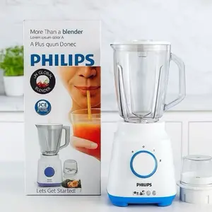 Philips Blender Serbaguna HR-2106/10 Plastik 1,5liter 6 Mata Pisau Stainless Steel Efisien
