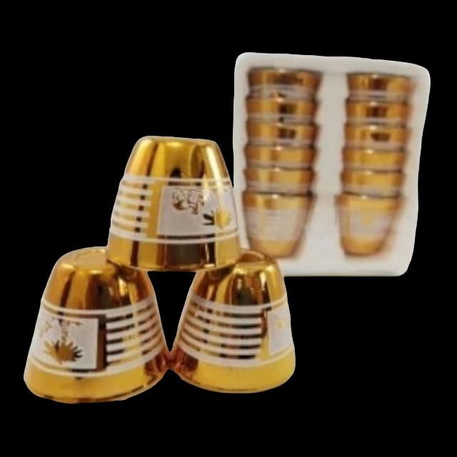 Set Teko Emas Haji: 1 Teko Emas, 12 Gelas Emas, 1 Nampan Emas oleh Oleh Haji dan Umroh Tea