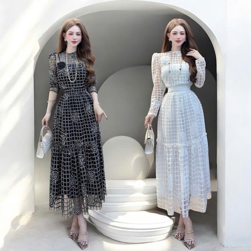 Set áo váy CRAZYTEEN S6097 gồm áo kiểu tay dài và chân váy suông rộng để đi chơi ( Áo tay dài/ Chân váy/ Áo dây ) Set đồ