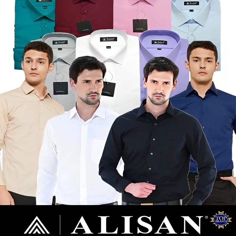 Kemeja Formal Polos Alisan Abu6/AbuTua Pria Krah Berdasi Slimfit Lengan Panjang Hitam Kantor - Distro, Casual 1