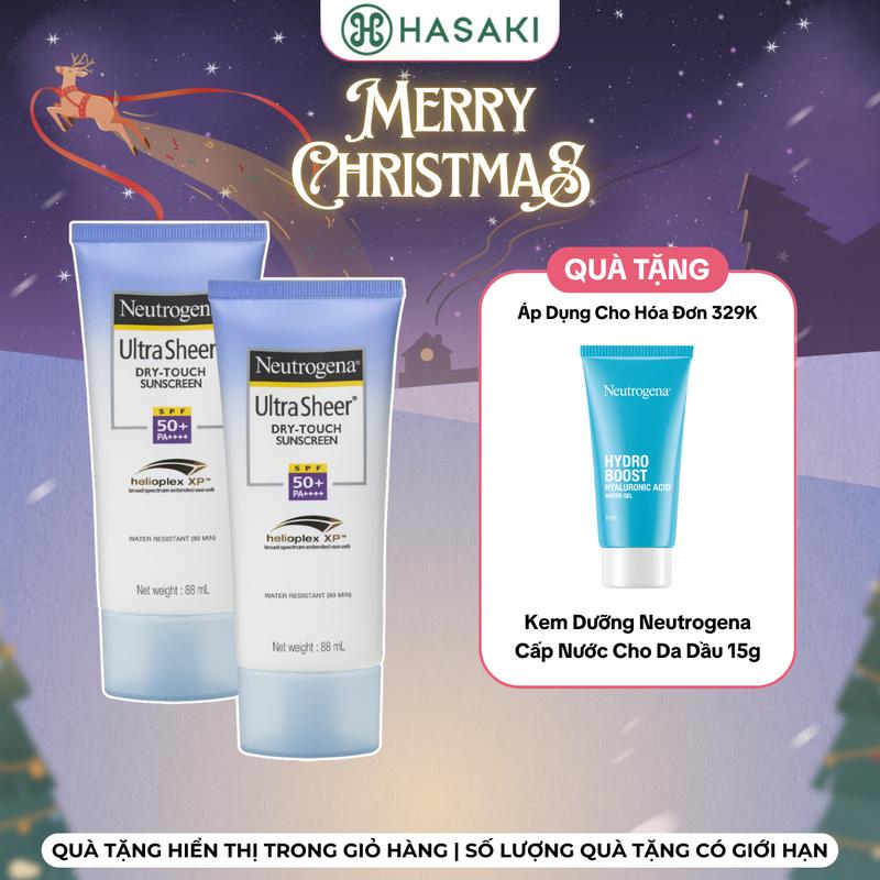 HÓA ĐƠN 329K TẶNG KEM DƯỠNG 15G Combo Kem Chống Nắng Neutrogena US Dry Touch SPF 50 88ml x2 | HASAKI BEAUTY