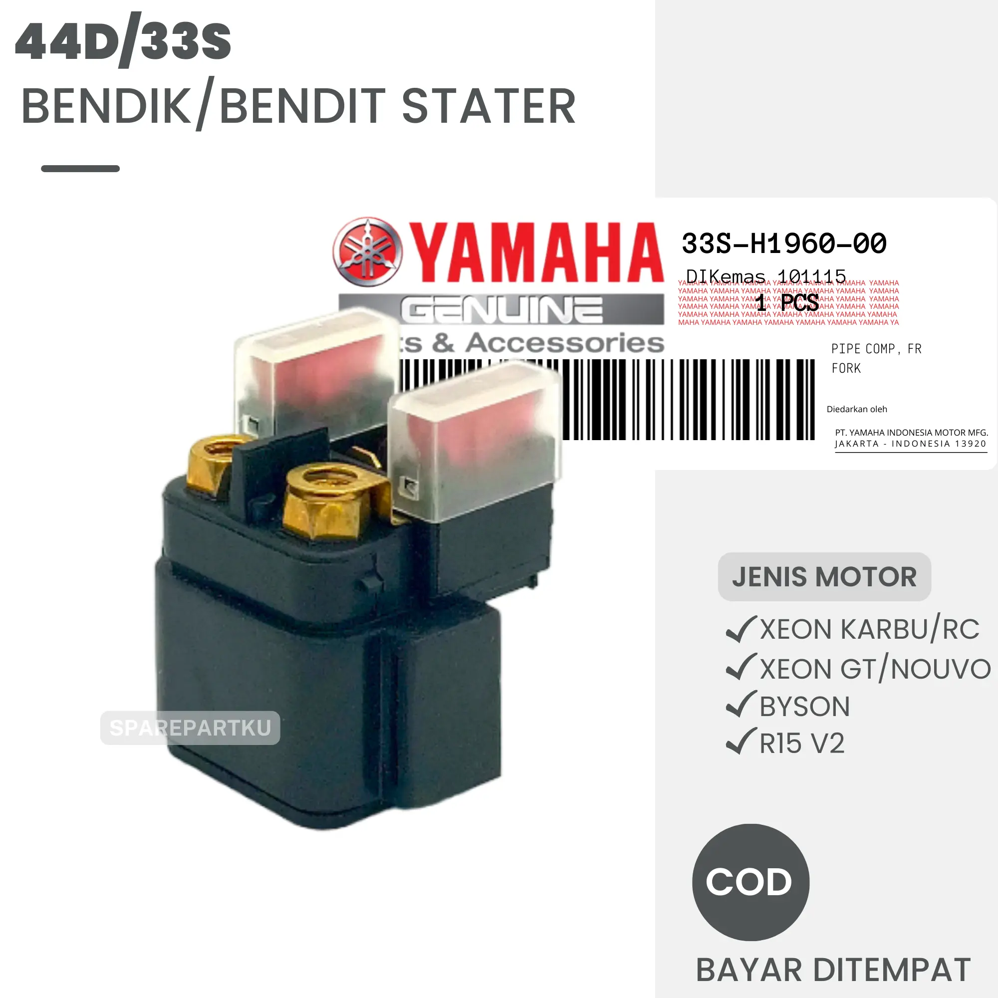 44D/33S BENDIK STATER YAMAHA XEON KARBU/ XEON RC, XEON GT, NOUVO, BYSON, R15 V2/ SWITCH STATER/