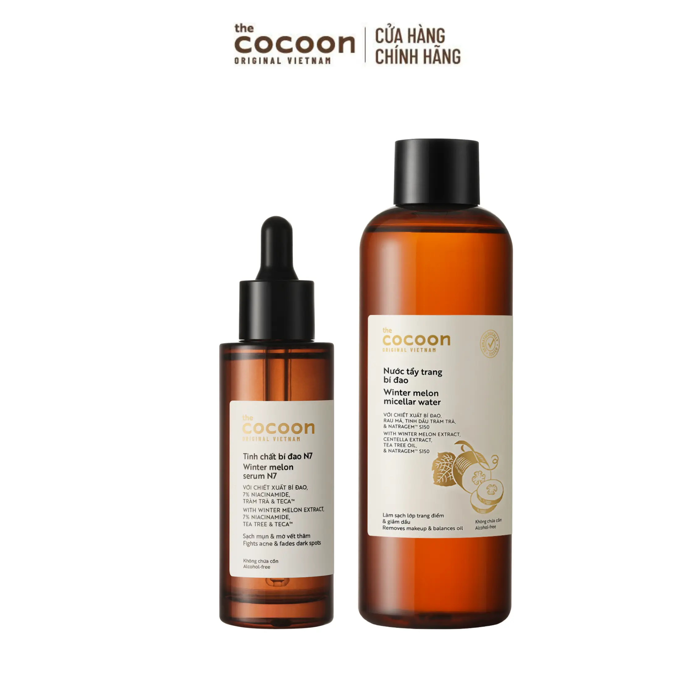 Ảnh đại diện COMBO 1 Tinh chất bí đao N7 - 7% Niacinamide Cocoon 70ml + 1 Bigsize Nước tẩy trang bí đao Cocoon 500ml