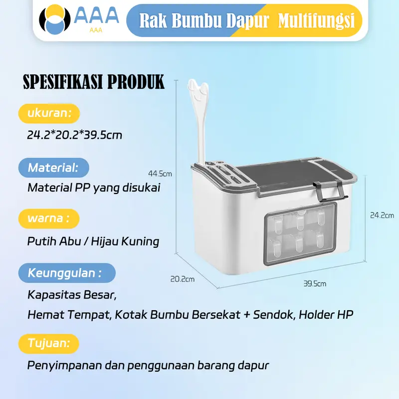 (AAA) Paket Combo Spesial Rak Bumbu Dapur + Botol Minyak 630ML + Oil Pot Minyak 1.3 L + Botol Bumbu kaca 1