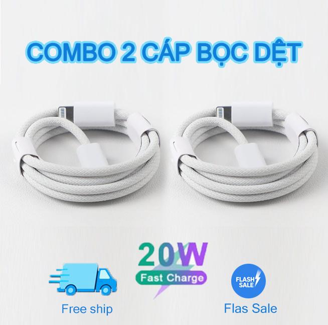 【COMBO 2 CÁP】⚡️Sạc Nhanh PD 20W Cao Cấp️ ⚡️- Sạc 50-60% trong 30 phút ⏱️ -…