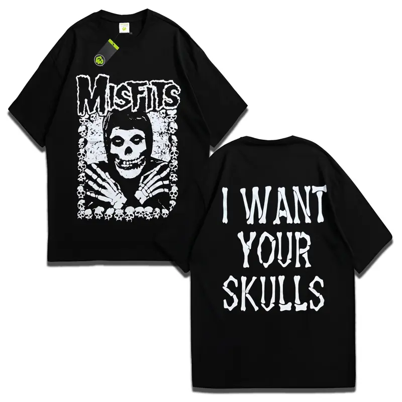 T-shirt Band Skena Vintage Woopie Project Motif MISFITS MCR Hitam Keren | Baju Atasan Pria Dewasa Katun Combed Lembut Sablon Plastisol Kaos Distro Cowok Oblong Pendek Santai 0