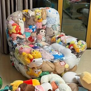 Bolsa de almacenamiento transparente para juguetes en forma de sofá, gran capacidad, organizador de PVC de 39 x 35 pulgadas para juguetes de peluche y artículos del hogar, diseño duradero con doble cremallera