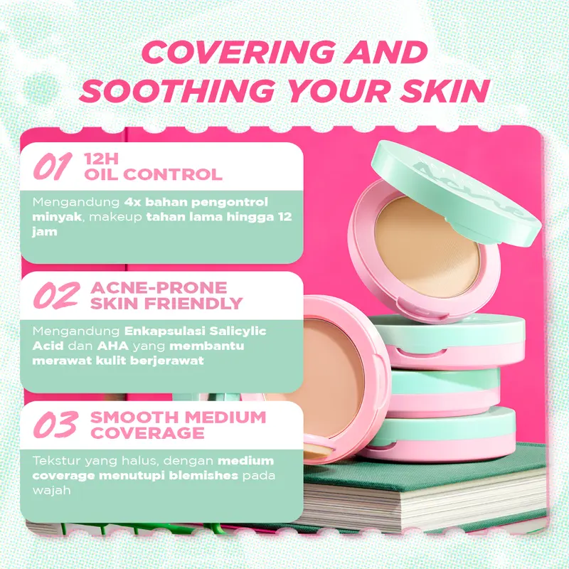 [PAKET MAKEUP 3PCS] DAZZLE ME Acne Armor Makeup Bundle Acne Soothing Setting Spray Flawless Flex Compact Powder Cushion Acne-Prone Friendly Tahan Lama Untuk Kulit Berjerawat 5