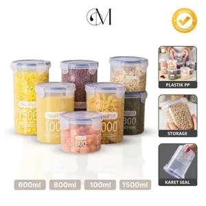 Grove Maison Toples Plastik Bulat / Toples Tabung / Toples Serbaguna Kedap Udara / Penyimpanan Makanan Ringan