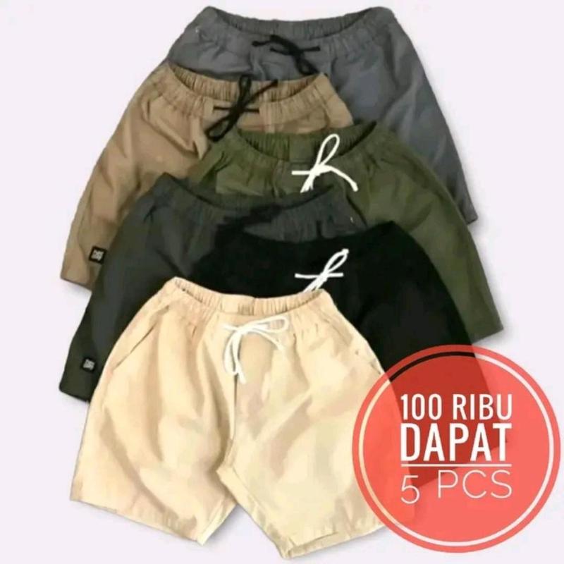 Celana Boardshort 90Ribu Dapat 5Pcs/Celana Pendek Pria Wanita Katun Nyaman Panjang Lembut Santai Pantai 1