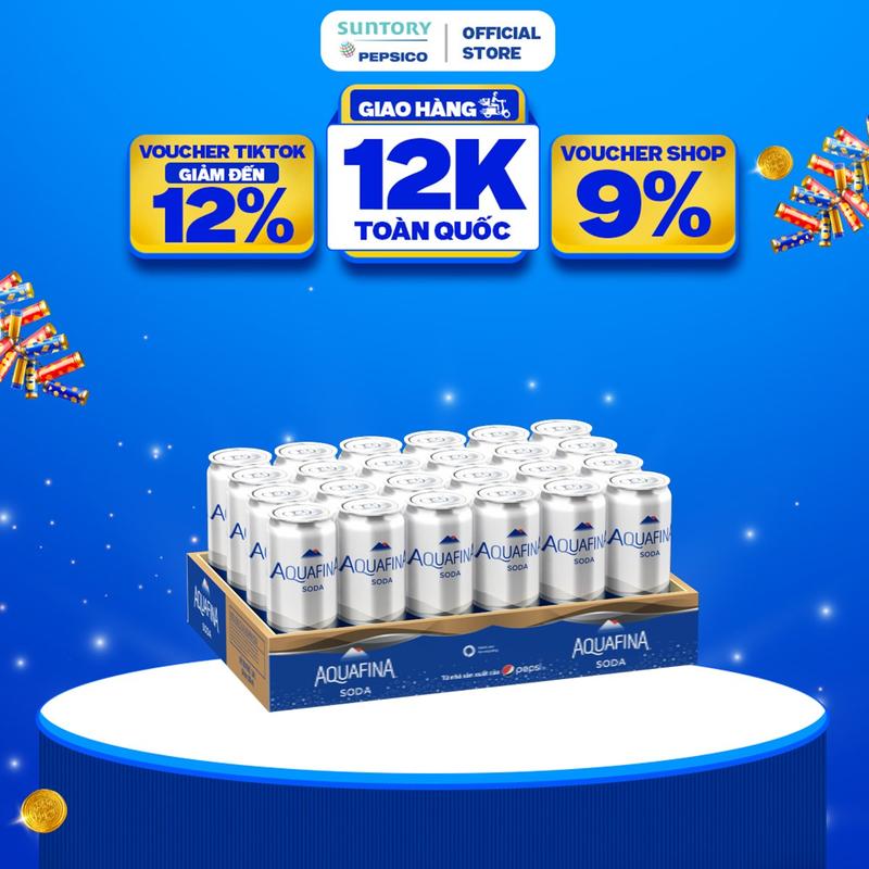 Thùng 24 Lon Nước Uống Có Gaz Aquafina Soda 320ml lon