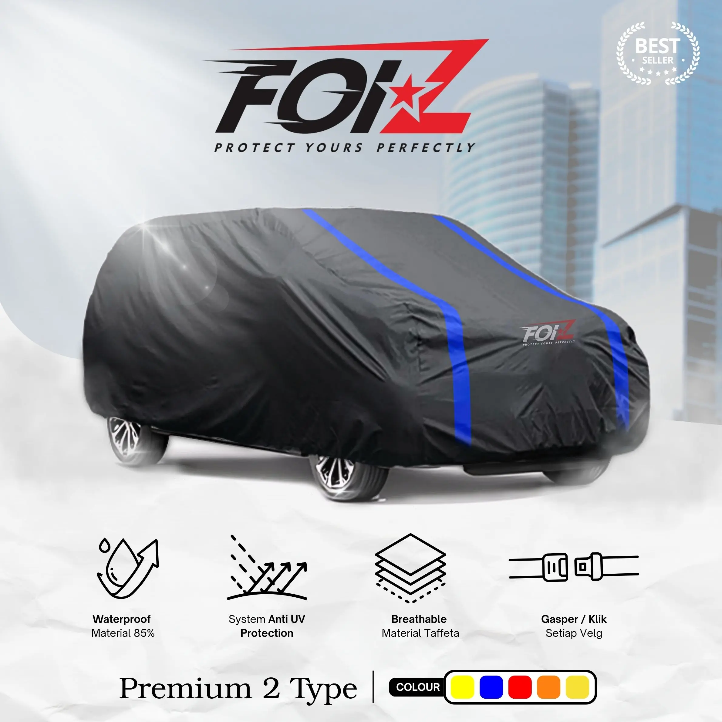 COVER MOBIL SARUNG MOBIL CALYA-SIGRA PREMIUM OUTDOOR/INDOOR HITAM LIST KECIL