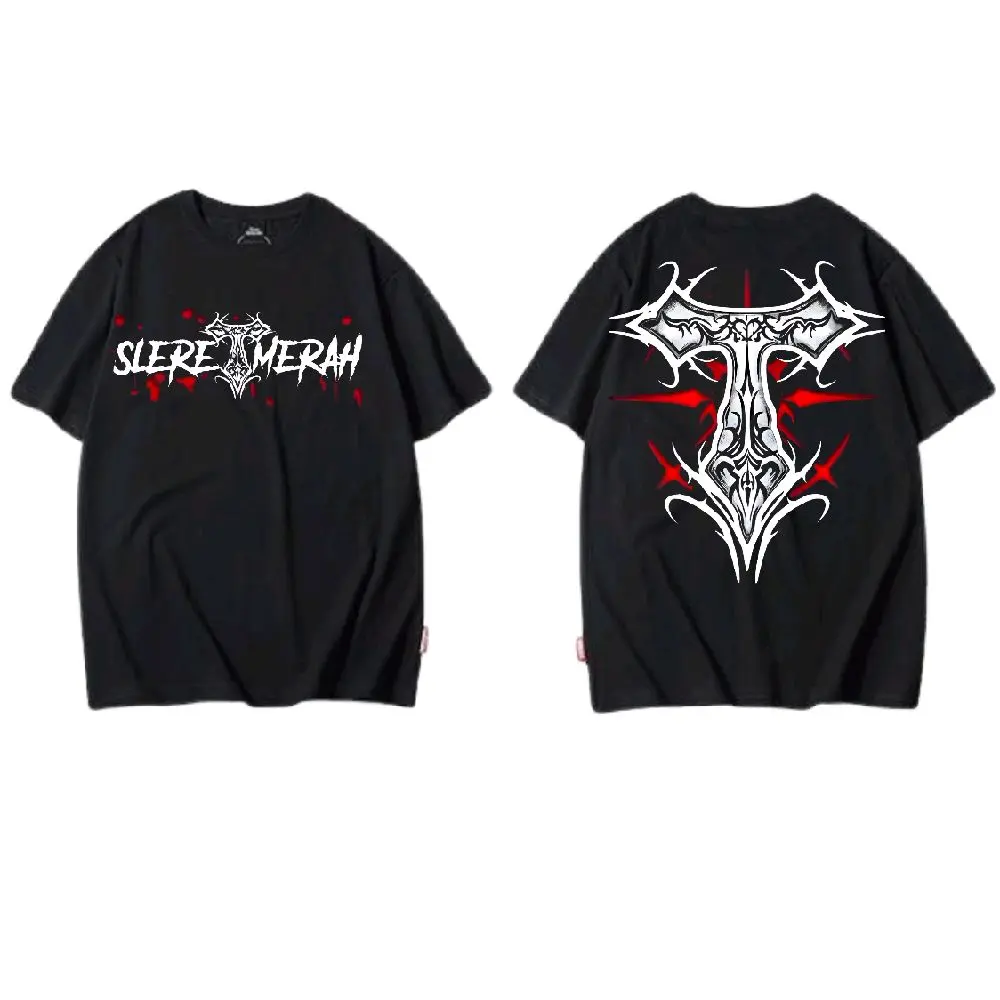 Kaos KORLAP T SLERET MERAH PSHT Cowok Pendek Cotton Combed Hitam Jetblack