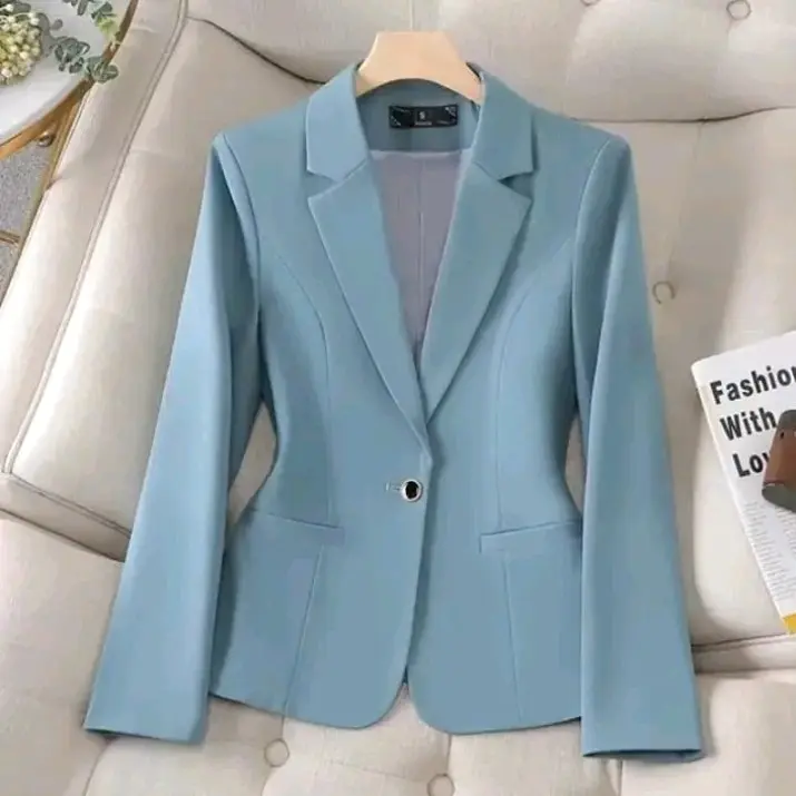 BLAZER WANITA BIRU MUDA CASUAL/FORMAL KANTORAN-hitam s Baju High Panjang Tebal Atasan Slimfit Tangan blazer  korean