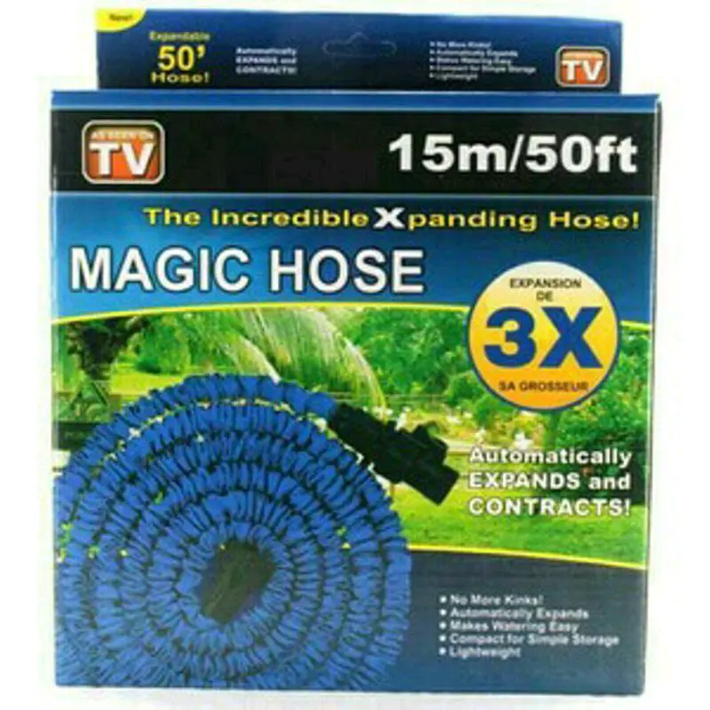 SELANG AIR AJAIB ELASTIS Panjang Magic Hose 15 Meter/50 ft Alat Semprot Shower Jet Kran Taman