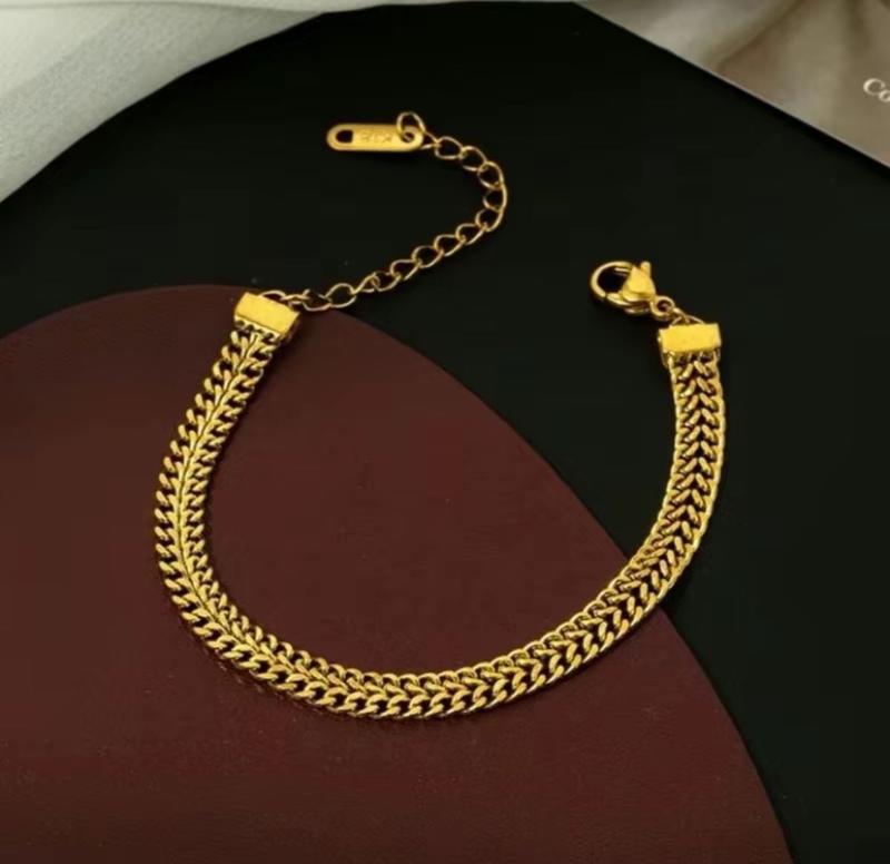 Product Introduction of Gelang Tangan Titanium Wanita Elegan Motif Tikar Anti Karat Tidak Luntur Hadiah Bracelets Aksesoris 15