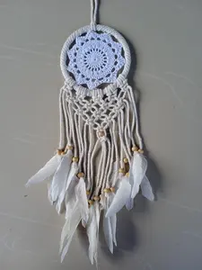 Dream Catcher Kepang Bohemian 12cm Dekorasi Hiasan Dinding, Mobil Macrame Penangkal Mimpi Buruk Khas Bali